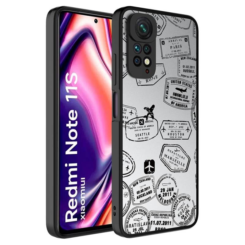 Xiaomi Redmi Note 11S Global Case Mirror Patterned Camera Protection Glossy Zore Mirror Cover - 6