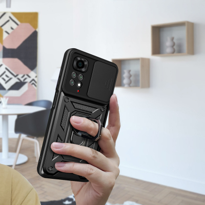 Xiaomi Redmi Note 11S Global Case with Magnetic Stand and Camera Protection - Zore Sliding Vega Cover - 9