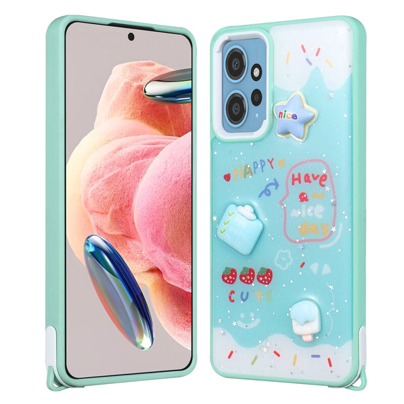 Xiaomi Redmi Note 12 4G Case Shining Glitter Relief Figured Zore Cevze Cover - 1