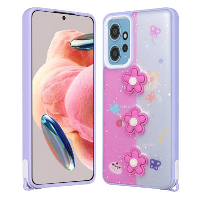 Xiaomi Redmi Note 12 4G Case Shining Glitter Relief Figured Zore Cevze Cover - 4