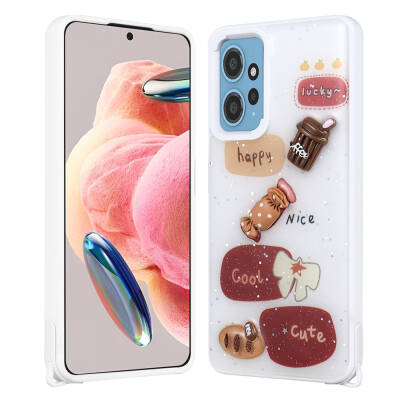 Xiaomi Redmi Note 12 4G Case Shining Glitter Relief Figured Zore Cevze Cover - 6