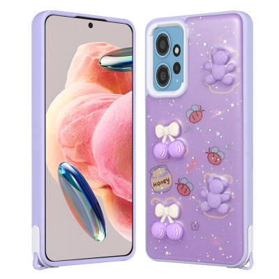 Xiaomi Redmi Note 12 4G Case Shining Glitter Relief Figured Zore Cevze Cover - 3