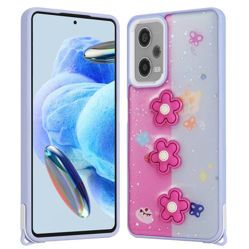 Xiaomi Redmi Note 12 Pro 5G Case Shining Glitter Relief Figured Zore Cevze Cover - 3