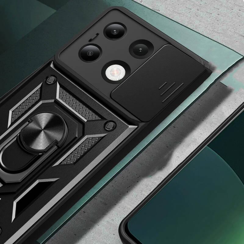 Xiaomi Redmi Note 13 4G Kılıf Magnetik Standlı Kamera Korumalı Zore Sürgülü Vega Kapak - 8