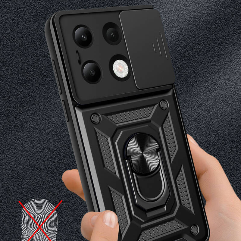 Xiaomi Redmi Note 13 4G Case Magnetic Stand Camera Protector Zore Sliding Vega Cover - 10