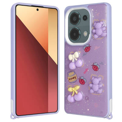 Xiaomi Redmi Note 13 Pro 4G Case Shining Glitter Relief Figured Zore Cevze Cover - 5