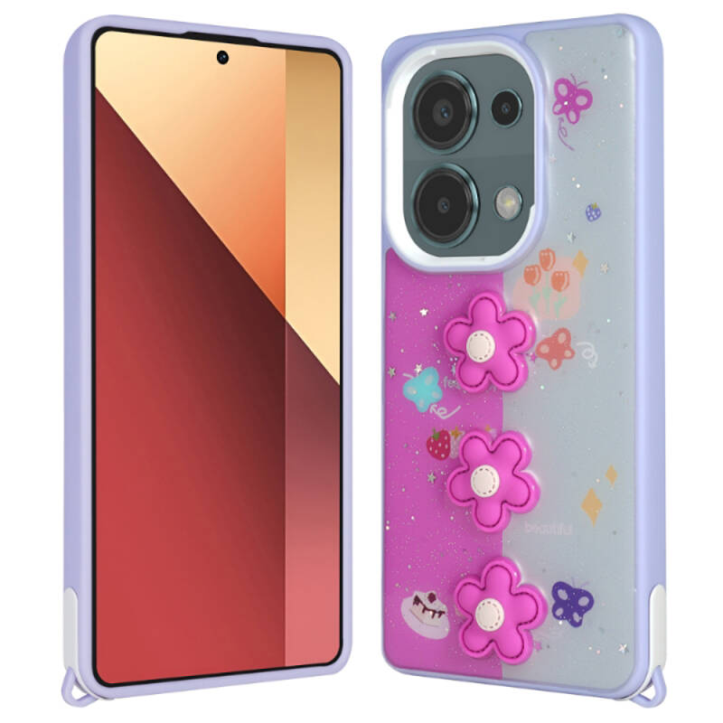 Xiaomi Redmi Note 13 Pro 4G Case Shining Glitter Relief Figured Zore Cevze Cover - 6