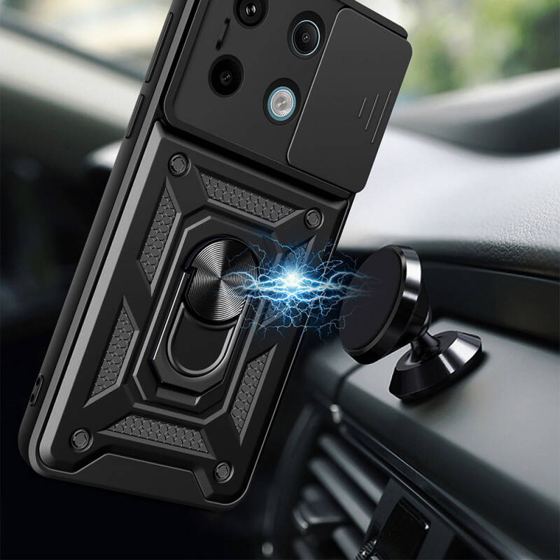 Xiaomi Redmi Note 13 Pro 5G Case with Magnetic Stand Camera Protection Zore Sliding Vega Cover - 12