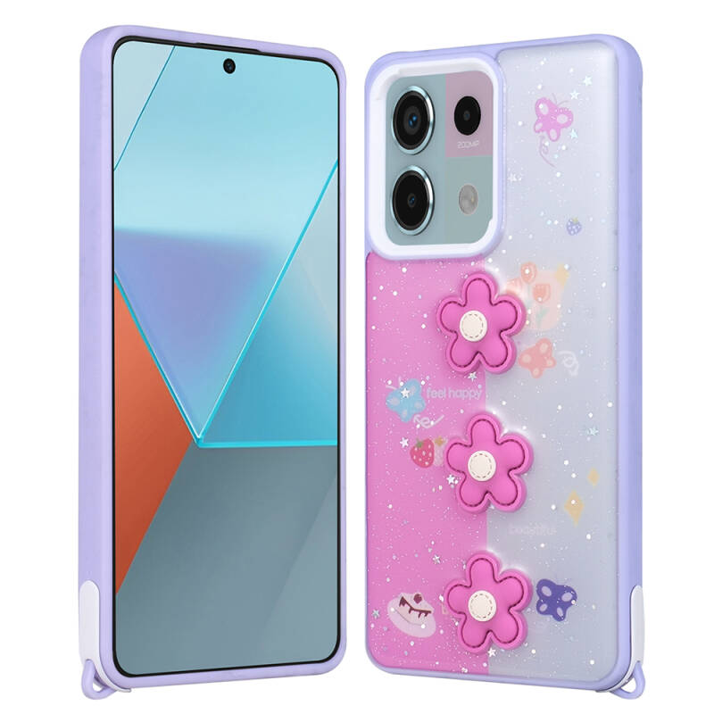 Xiaomi Redmi Note 13 Pro 5G Kılıf Parlayan Simli Kabartma Figürlü Zore Cevze Kapak - 2