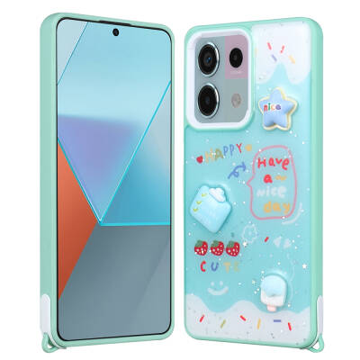 Xiaomi Redmi Note 13 Pro 5G Kılıf Parlayan Simli Kabartma Figürlü Zore Cevze Kapak - 3