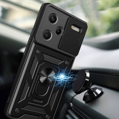 Xiaomi Redmi Note 13 Pro Plus 5G Case Magnetic Stand Camera Protection Zore Sliding Vega Cover - 4