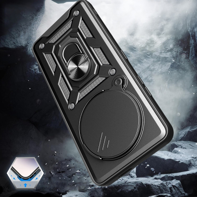 Xiaomi Redmi Note 14 Pro 4G Kılıf Magnetik Standlı Kamera Korumalı Zore Sürgülü Vega Kapak - 7