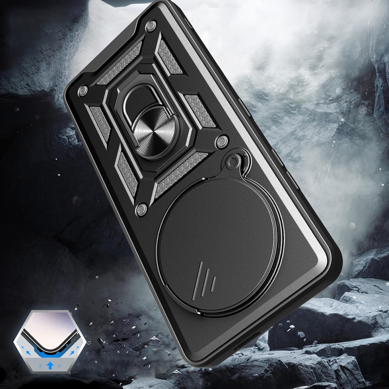 Xiaomi Redmi Note 14 Pro 4G Kılıf Magnetik Standlı Kamera Korumalı Zore Sürgülü Vega Kapak - 7