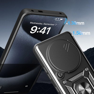 Xiaomi Redmi Note 14 Pro 4G Kılıf Magnetik Standlı Kamera Korumalı Zore Sürgülü Vega Kapak - 8