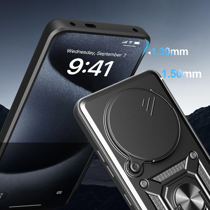 Xiaomi Redmi Note 14 Pro 4G Kılıf Magnetik Standlı Kamera Korumalı Zore Sürgülü Vega Kapak - 8