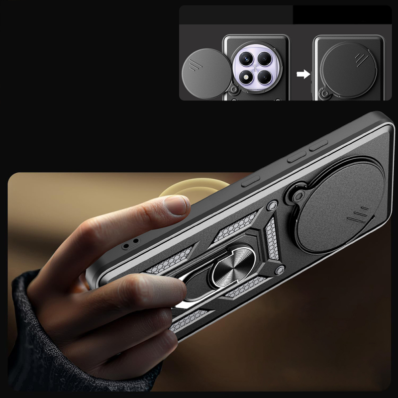 Xiaomi Redmi Note 14 Pro 4G Kılıf Magnetik Standlı Kamera Korumalı Zore Sürgülü Vega Kapak - 9