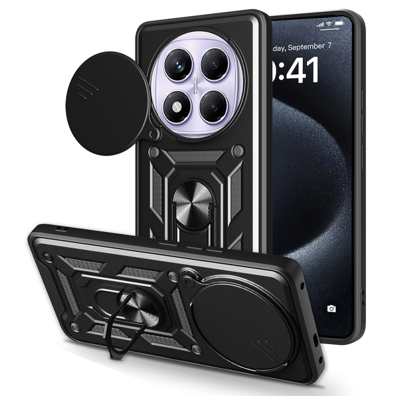 Xiaomi Redmi Note 14 Pro 4G Kılıf Magnetik Standlı Kamera Korumalı Zore Sürgülü Vega Kapak - 3