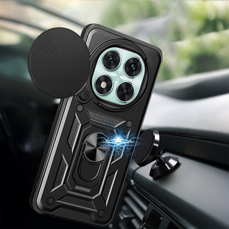Xiaomi Redmi Note 14 Pro 5G Kılıf Magnetik Standlı Kamera Korumalı Zore Sürgülü Vega Kapak - 5