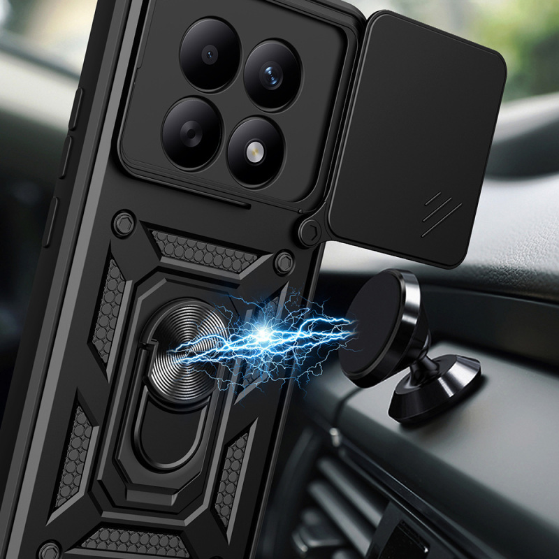 Xiaomi Redmi Note 15 4G Kılıf Magnetik Standlı Kamera Korumalı Zore Sürgülü Vega Kapak - 4