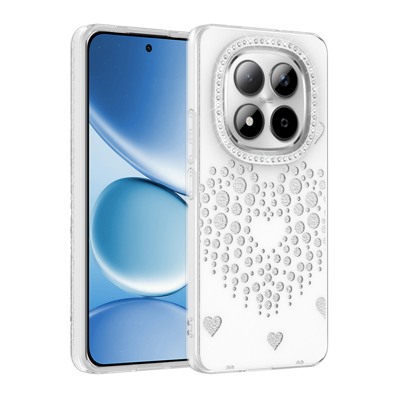 Xiaomi Redmi Note 15 Pro 4G Case Rhinestone Embellishment Zore Rivas Hard PC Cover - 1