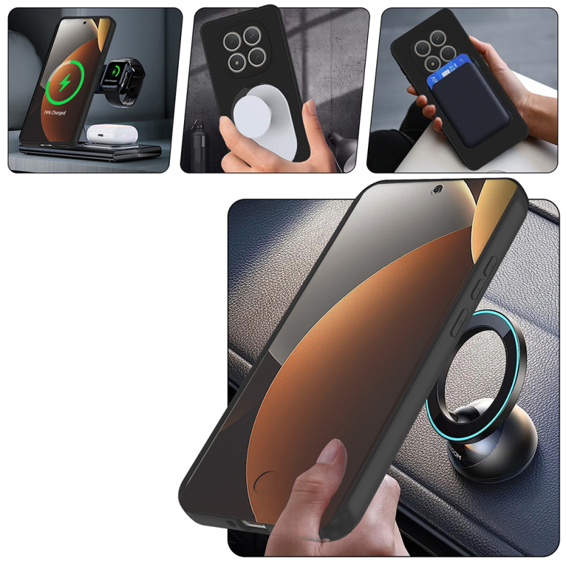 Xiaomi Redmi Note 15 Pro Case M-safe Charging Stand Zore Samara Cover - 8