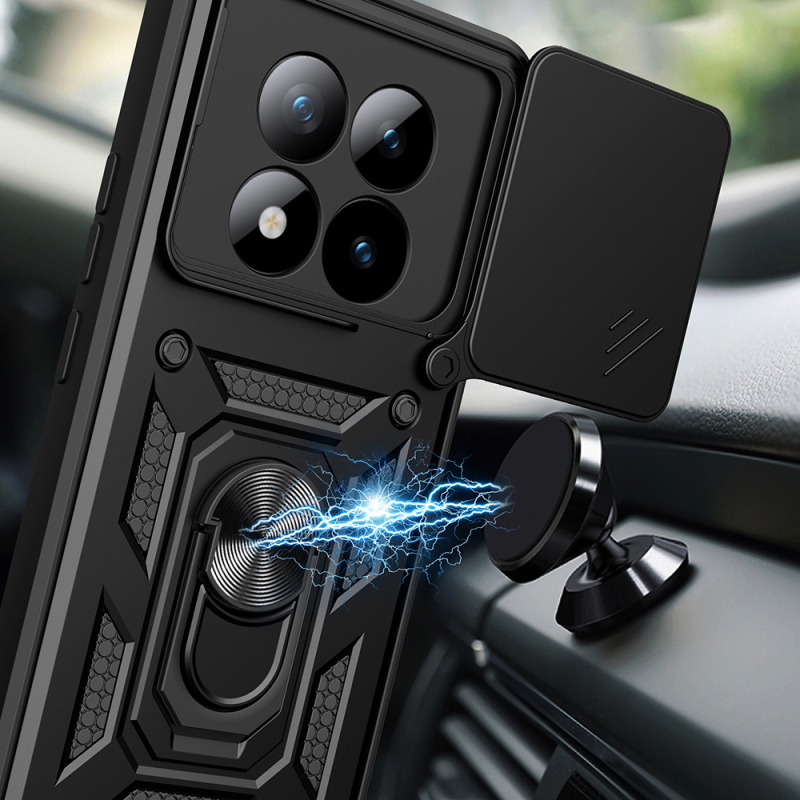 Xiaomi Redmi Note 15 Pro Plus Kılıf Magnetik Standlı Kamera Korumalı Zore Sürgülü Vega Kapak - 4