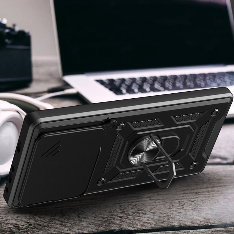 Xiaomi Redmi Note 15 Pro Plus Kılıf Magnetik Standlı Kamera Korumalı Zore Sürgülü Vega Kapak - 7