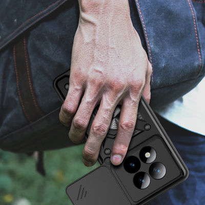 Xiaomi Redmi Note 15 Pro Plus Kılıf Magnetik Standlı Kamera Korumalı Zore Sürgülü Vega Kapak - 11