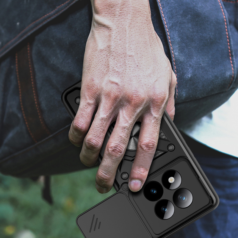 Xiaomi Redmi Note 15 Pro Plus Kılıf Magnetik Standlı Kamera Korumalı Zore Sürgülü Vega Kapak - 11
