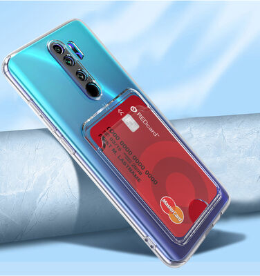 Xiaomi Redmi Note 8 Pro Case Card Holder Transparent Zore Setra Clear Silicone Cover - 3