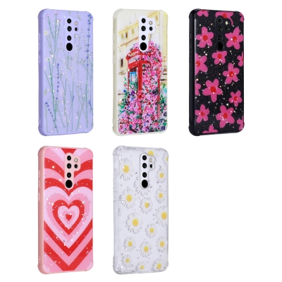 Xiaomi Redmi Note 8 Pro Case Glittery Patterned Camera Protected Shiny Zore Popy Cover - 7