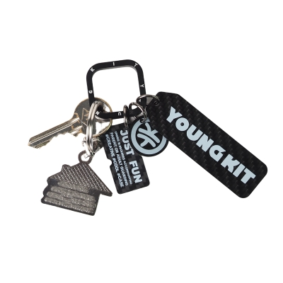 YoungKit Carbon Fiber Look with Logo Keychain - 2