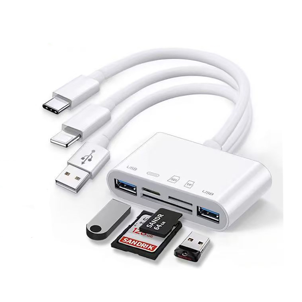 Zore All Round 5in1 Type-C & Lightning & USB Output OTG Memory Card Reader - 1