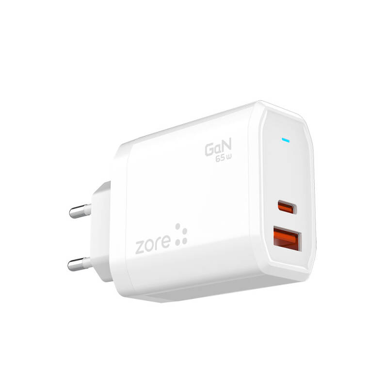 Zore Always-01 GaN Tech Type-C PD4.0 USB-A QC3.0 Hızlı Şarj Özellikli Seyahat Şarj Başlığı 65W - 1