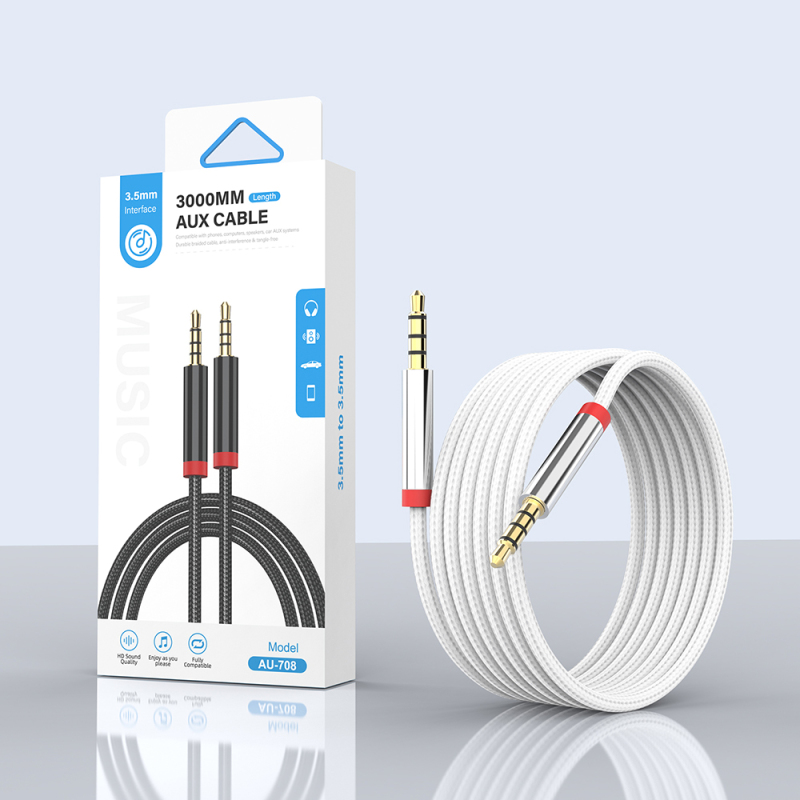 Zore AU-708 Braided Design Aux Audio Cable 3.5mm 3m - 5