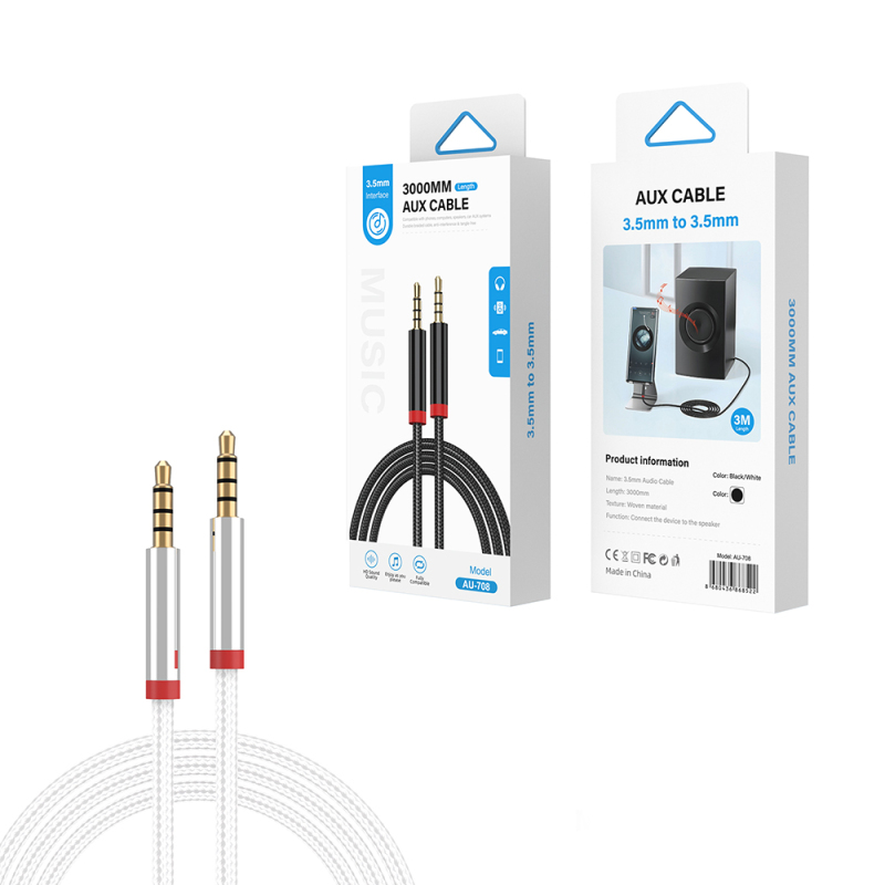Zore AU-708 Braided Design Aux Audio Cable 3.5mm 3m - 7
