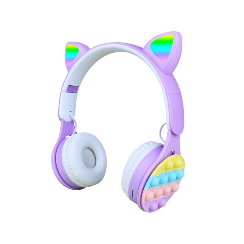 Zore B30 RGB Led Işıklı Kedi Kulağı Band Tasarımı Ayarlanabilir Katlanabilir Kulak Üstü Bluetooth Kulaklık - 1