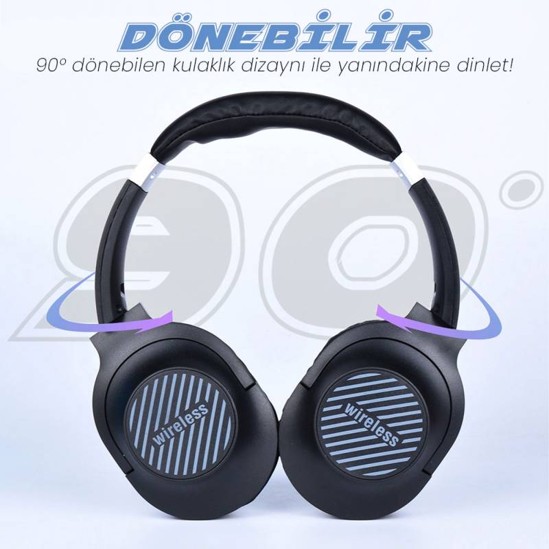 Zore BT850 Ayarlanabilir ve Katlanabilir 90 Derece Dönebilen Kulak Üstü Bluetooth Kulaklık - 5