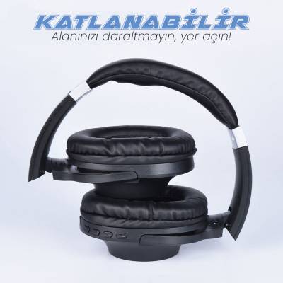 Zore BT850 Ayarlanabilir ve Katlanabilir 90 Derece Dönebilen Kulak Üstü Bluetooth Kulaklık - 6