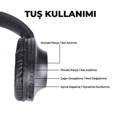 Zore BT850 Ayarlanabilir ve Katlanabilir 90 Derece Dönebilen Kulak Üstü Bluetooth Kulaklık - 10