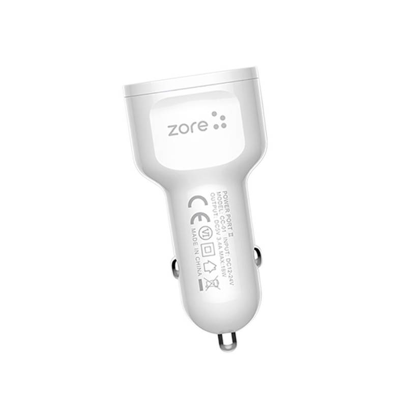 Zore CC-01 LED Lighted Dual USB Car Charger Head with Fast Charge 18W - 3