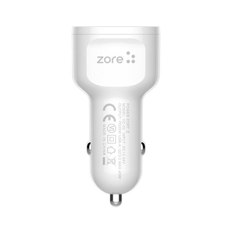 Zore CC-02 Quick Charge LED Lighted QC 3.0 USB-A and Type-C PD Car Charger Head 45W - 3