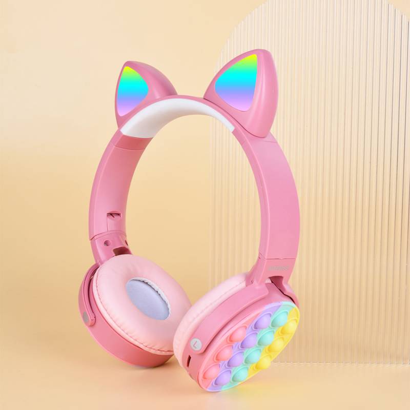 Zore CXT-950 RGB Led Lighted Cat Ear Band Design Adjustable Foldable Over-Ear Bluetooth Headset - 9