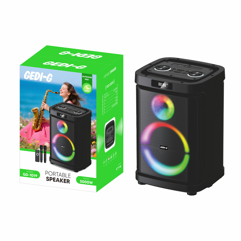 Zore GD-1019 Dijital LED Göstergeli Çift Mikrofonlu RGB TWS 10 inç Stereo Bass Kablosuz Karaoke Hoparlör - 3