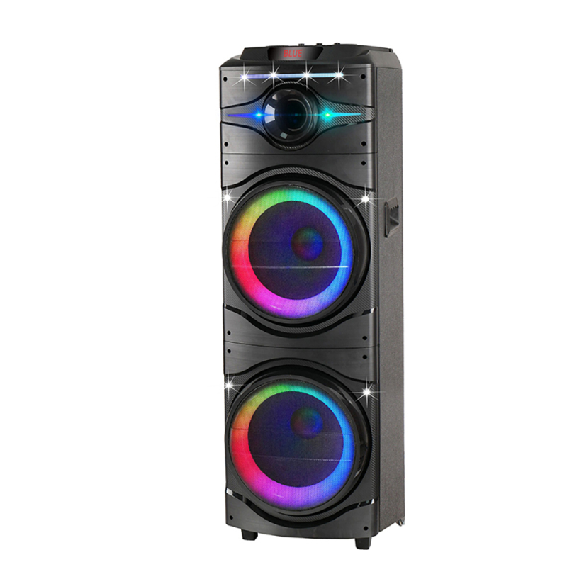 Zore GD-2016 Digital LED Indicator, FM Radio, RGB TWS with Microphone, Dual 12 inch Stereo Bass Wireless Karaoke Speaker - 4