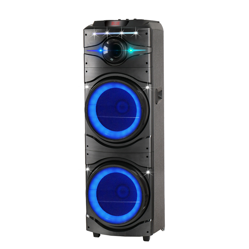 Zore GD-2016 Digital LED Indicator, FM Radio, RGB TWS with Microphone, Dual 12 inch Stereo Bass Wireless Karaoke Speaker - 6