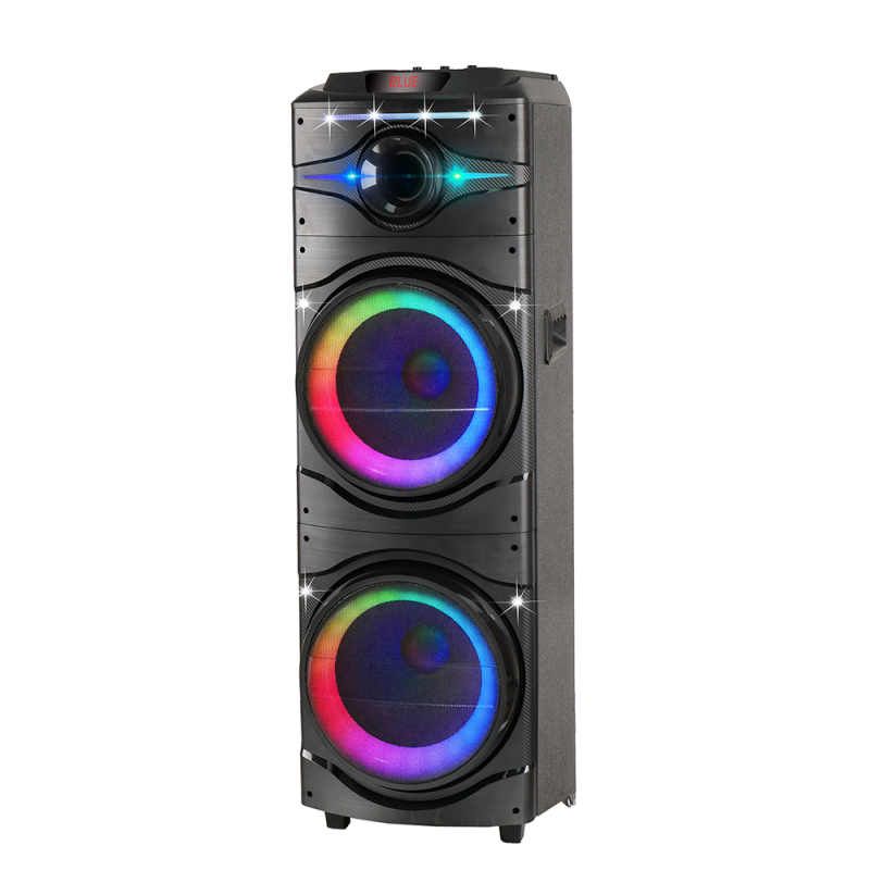 Zore GD-2016 Digital LED Indicator, FM Radio, RGB TWS with Microphone, Dual 12 inch Stereo Bass Wireless Karaoke Speaker - 7