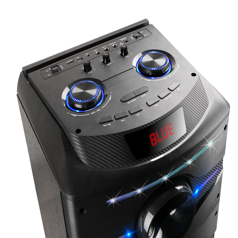 Zore GD-2016 Digital LED Indicator, FM Radio, RGB TWS with Microphone, Dual 12 inch Stereo Bass Wireless Karaoke Speaker - 10