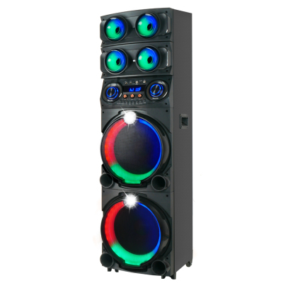 Zore GD-2126 Digital LED Indicator, FM Radio, RGB TWS with Microphone, Dual 12 inch Stereo Bass Wireless Karaoke Speaker - 3