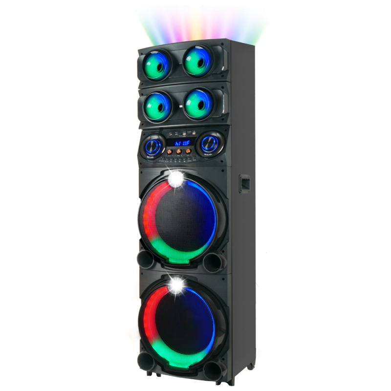 Zore GD-2126 Digital LED Indicator, FM Radio, RGB TWS with Microphone, Dual 12 inch Stereo Bass Wireless Karaoke Speaker - 4